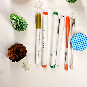 Supplies for the Turn Stress into Calm with Holiday Bauble Drawing exercise