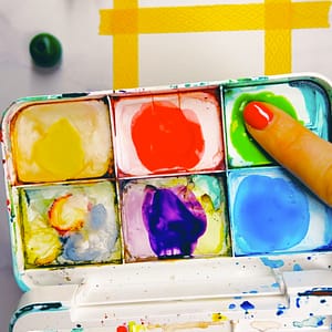 Step 1: Dip your fingertip in paint or press it against an ink pad