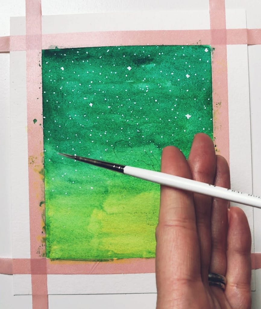 Step 3b: Splash some white paint on your page to make stars