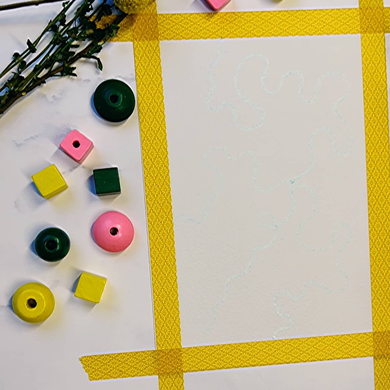 Step 1: Draw some flowy lines with masking fluid