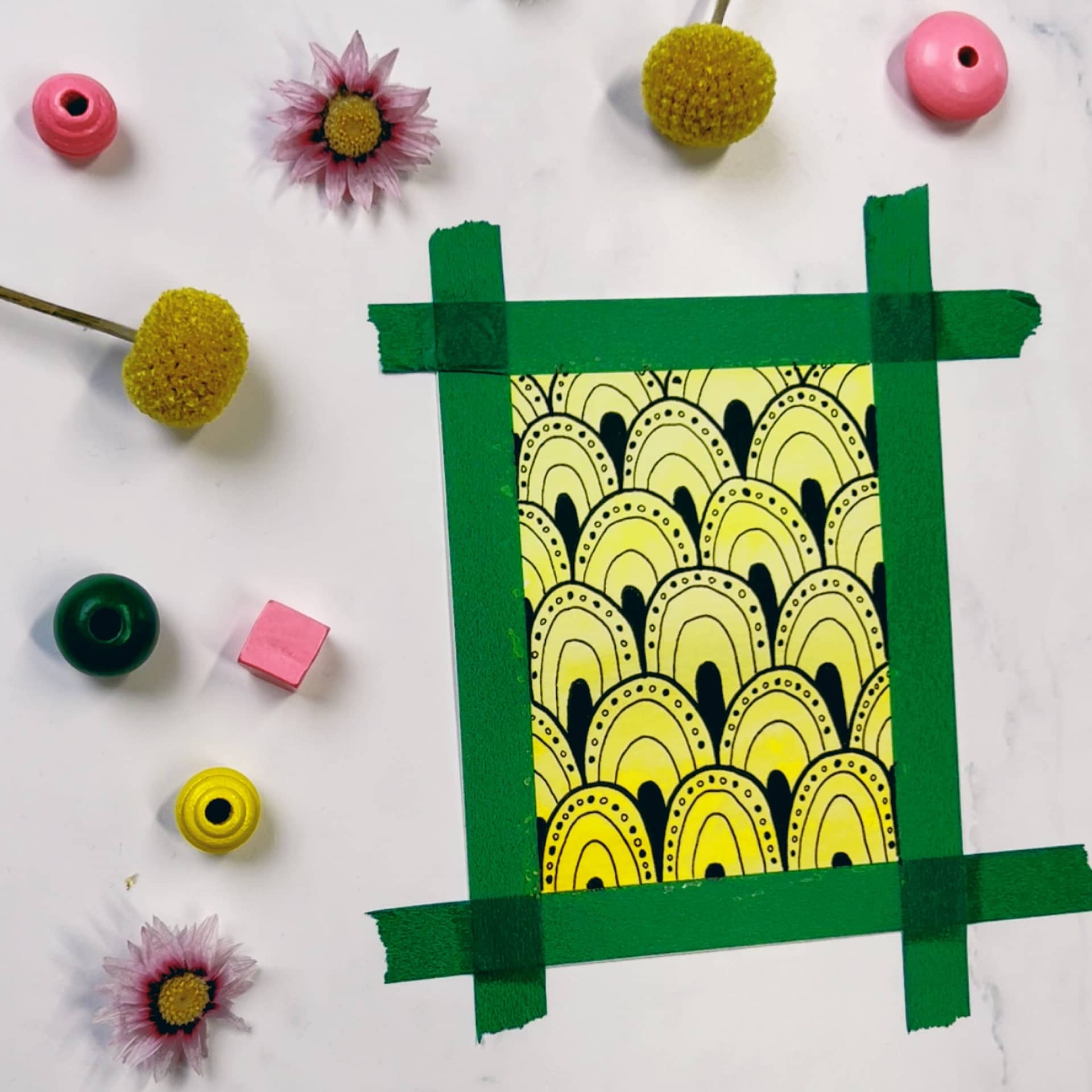Step 5: Add black dots and small circles to your outer semicircle
