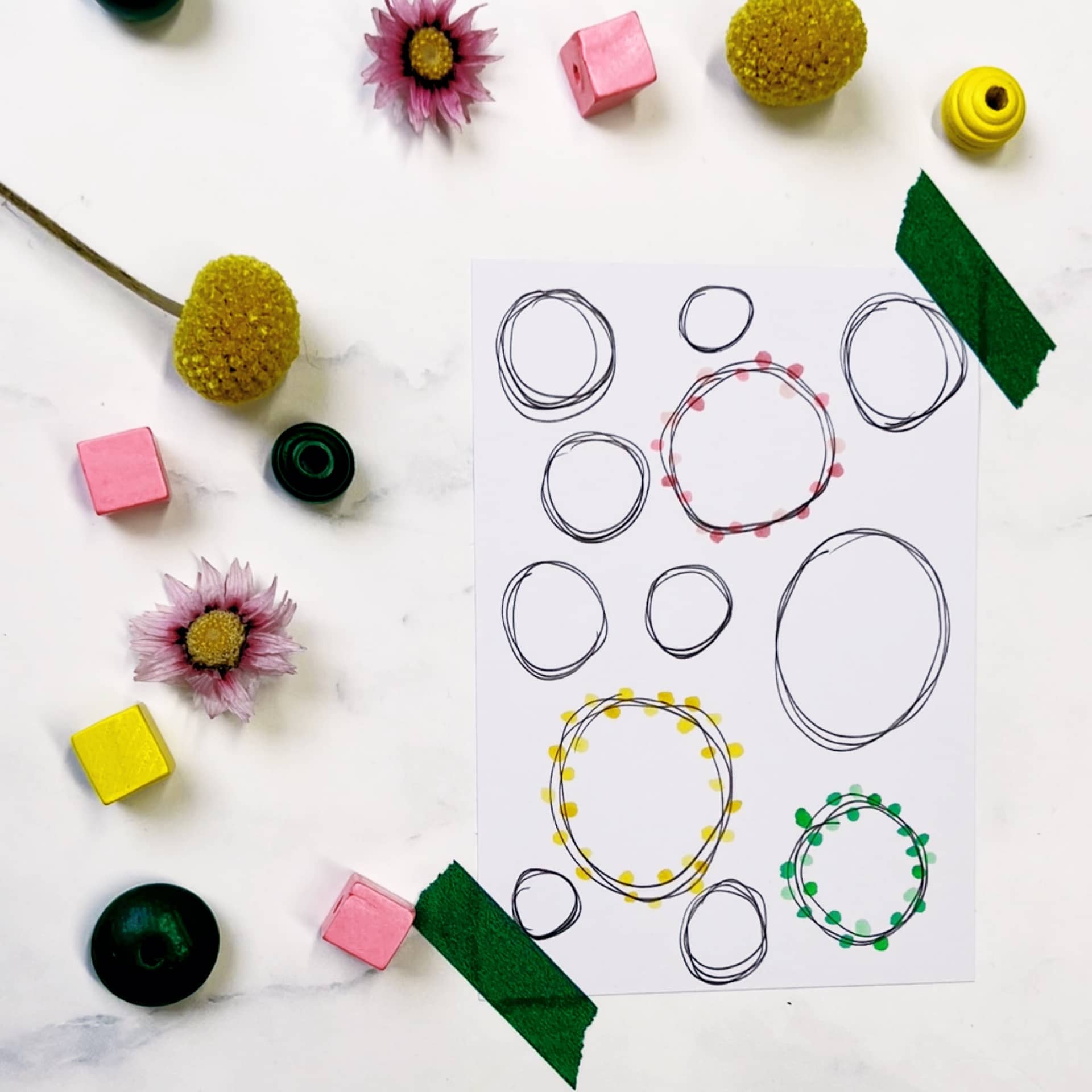 Step 2: Decorate some of your circles with dots on the edges