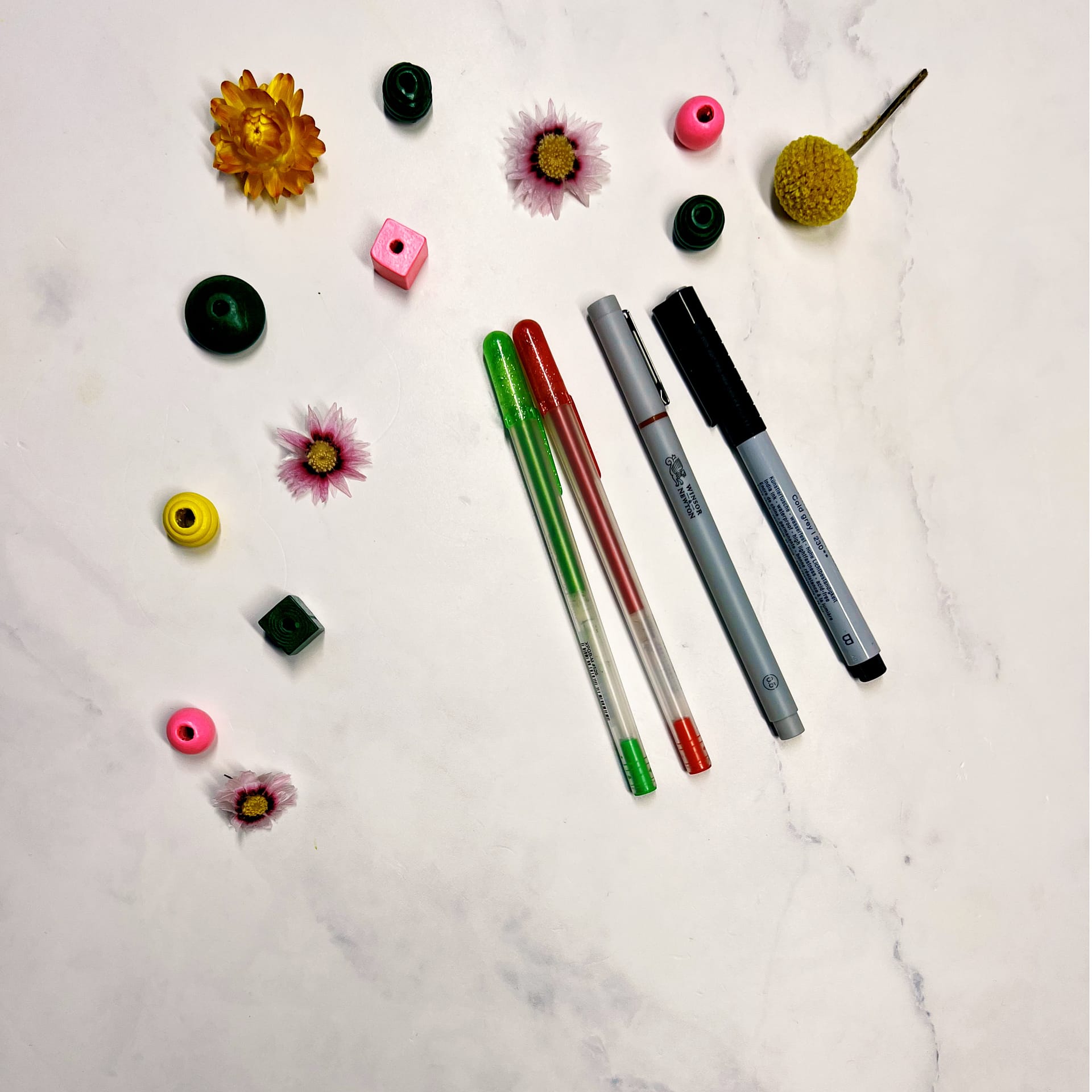 Supplies for the Mindful Christmas lettering exercise