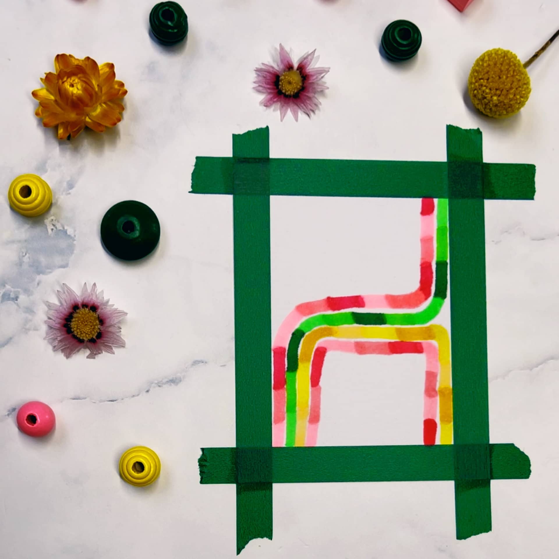 Step 2: Add more multicolored lines that are parallel to your first one