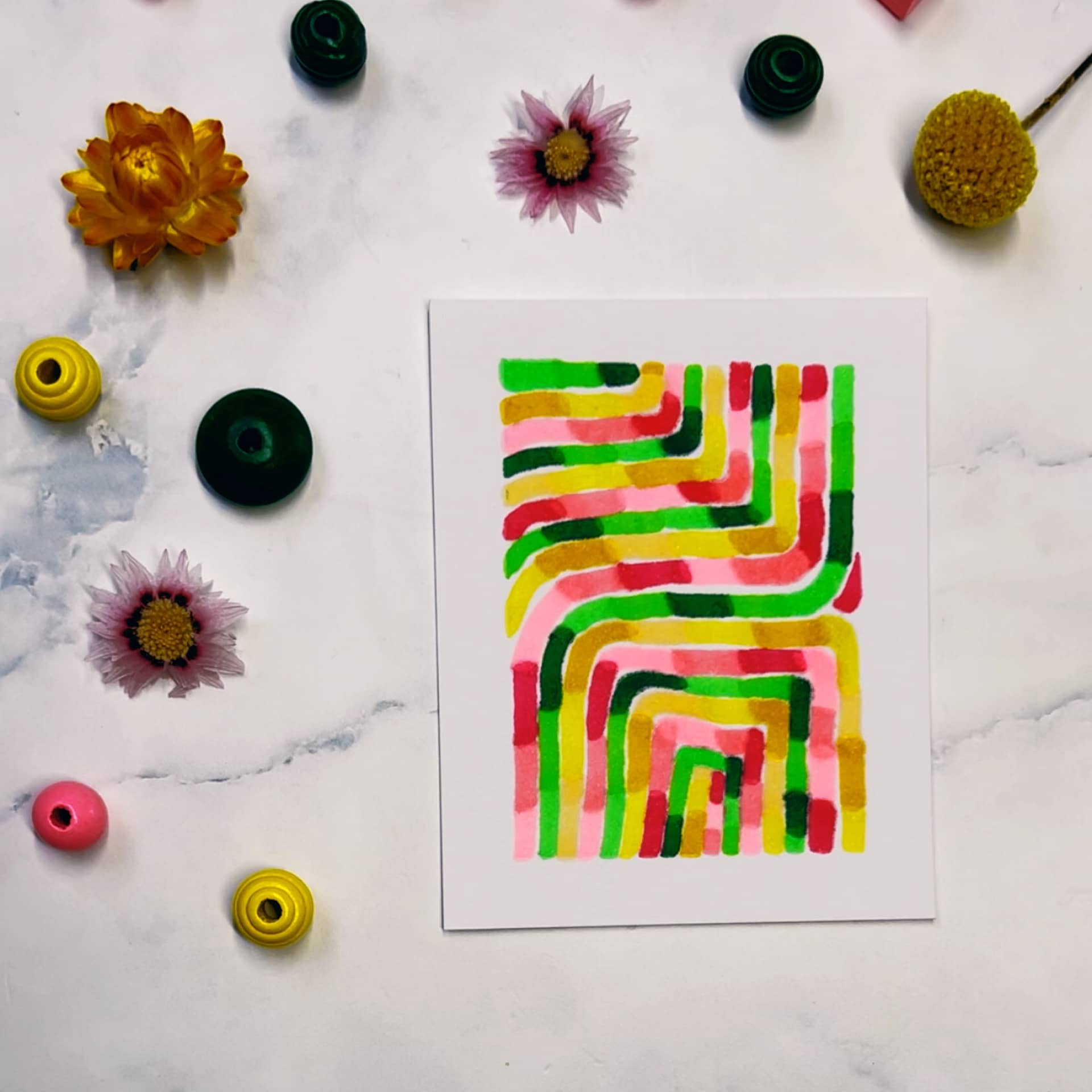 Step 3: Continue until your page is filled with multicolored lines