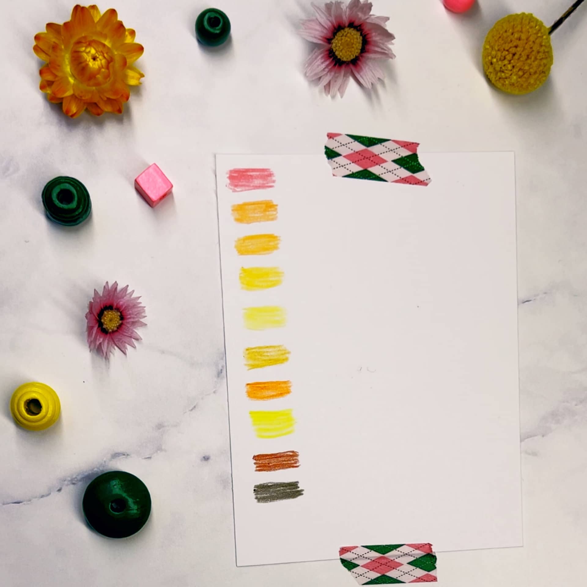 Step 1: Swatch every color on your paper in a horizontal direction