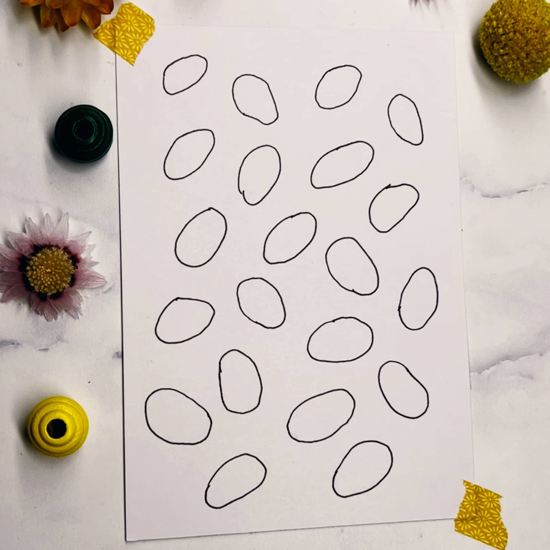 Step 1: Fill your page with wonky ovals.