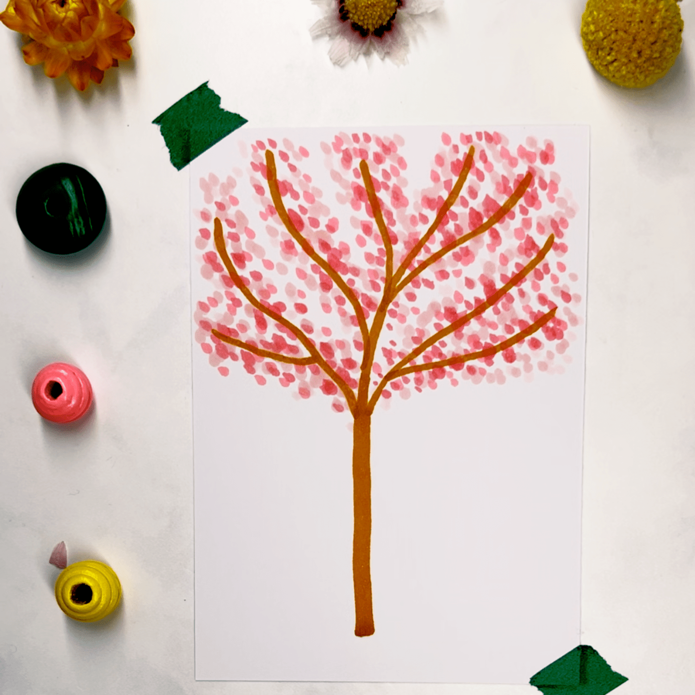Step 3: Repeat this with lighter shades of pink