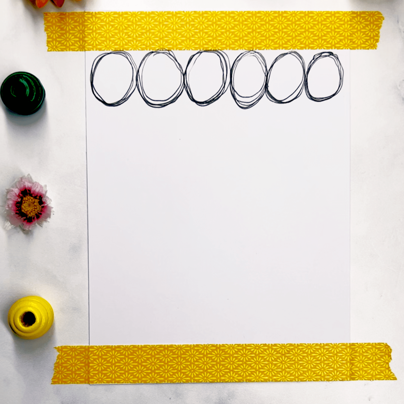 Step 1: Draw your first row of soothing circles by going over them multiple times.