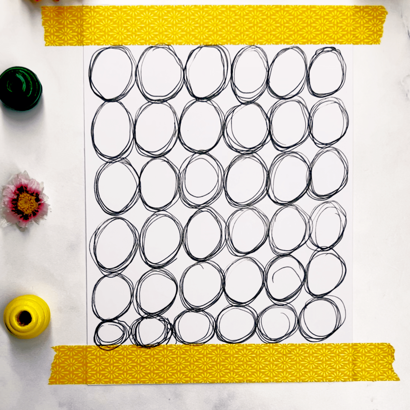 Step 2: Fill your whole page with rows of soothing circles