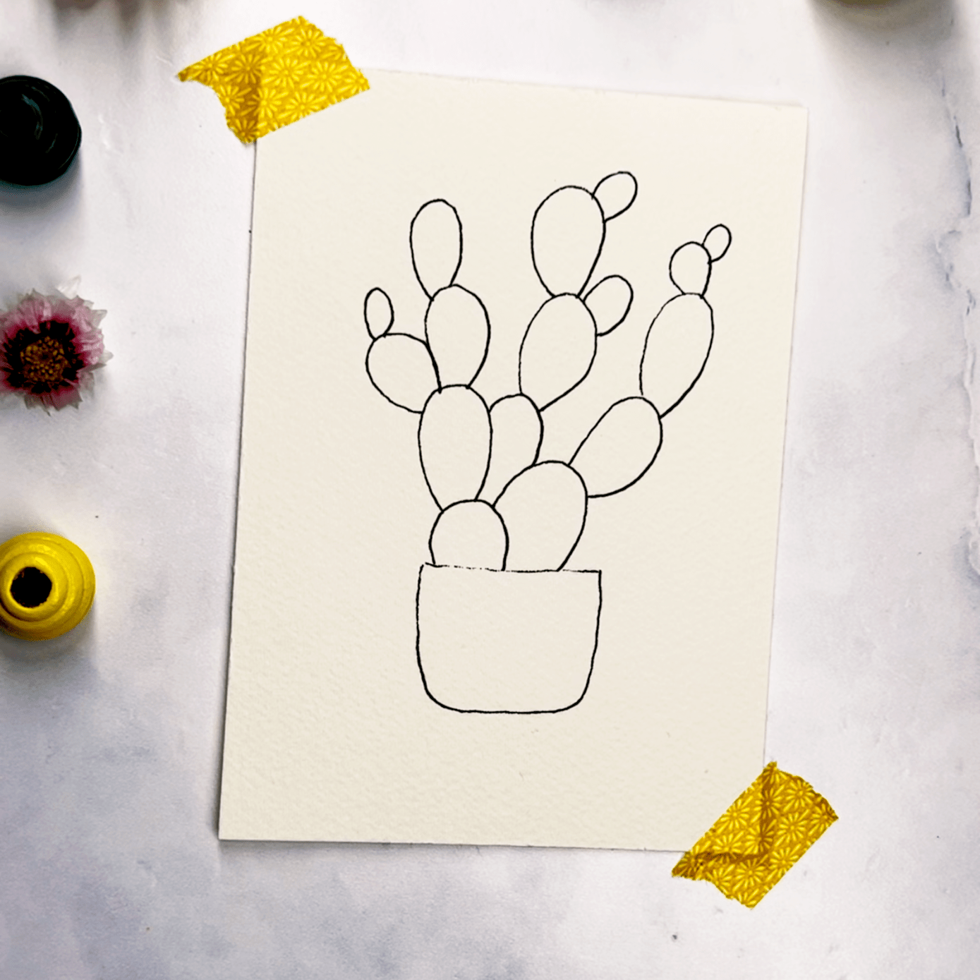 Step 2: Draw oval shapes on top of each other to create a cactus