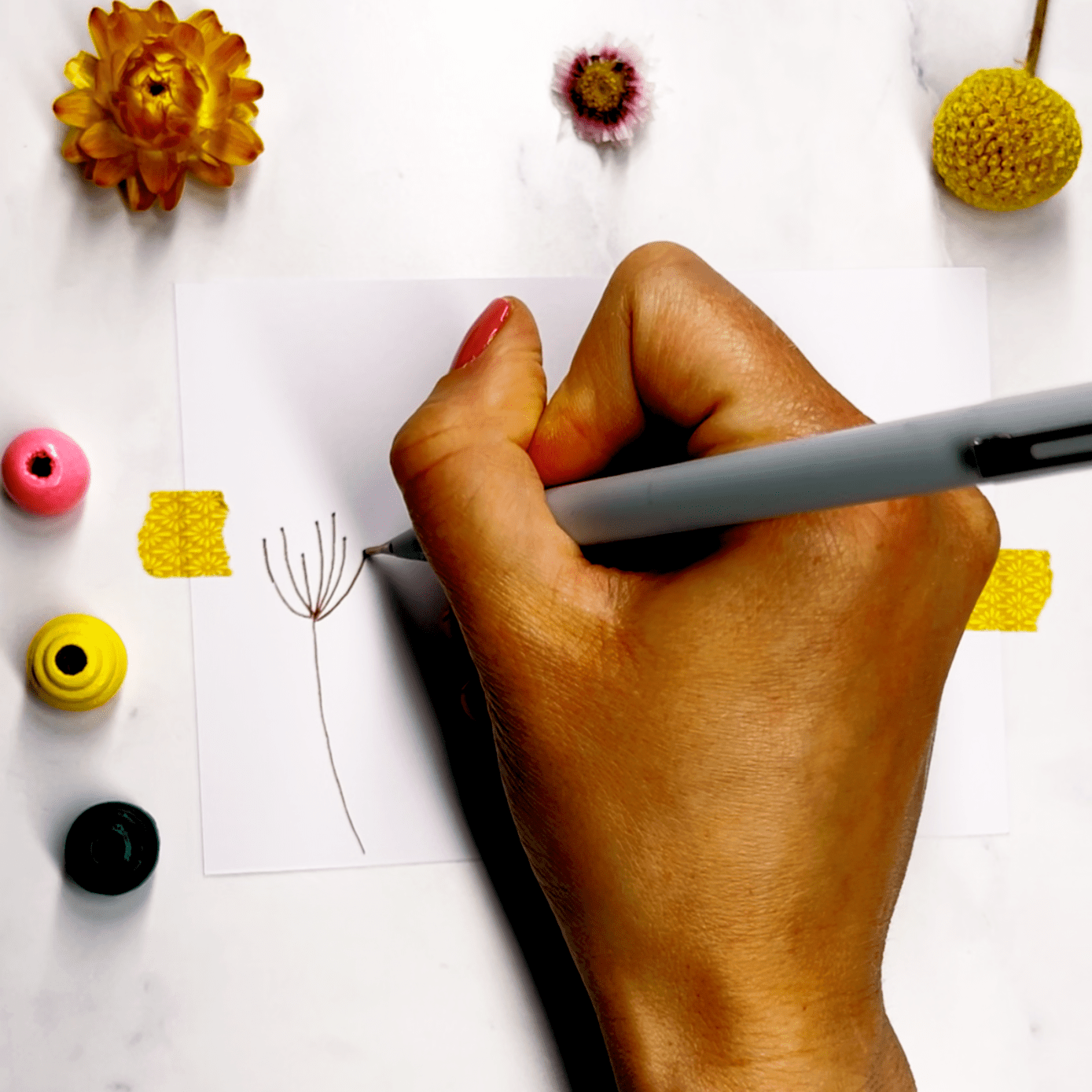 Step 1: Draw the stem with curved lines