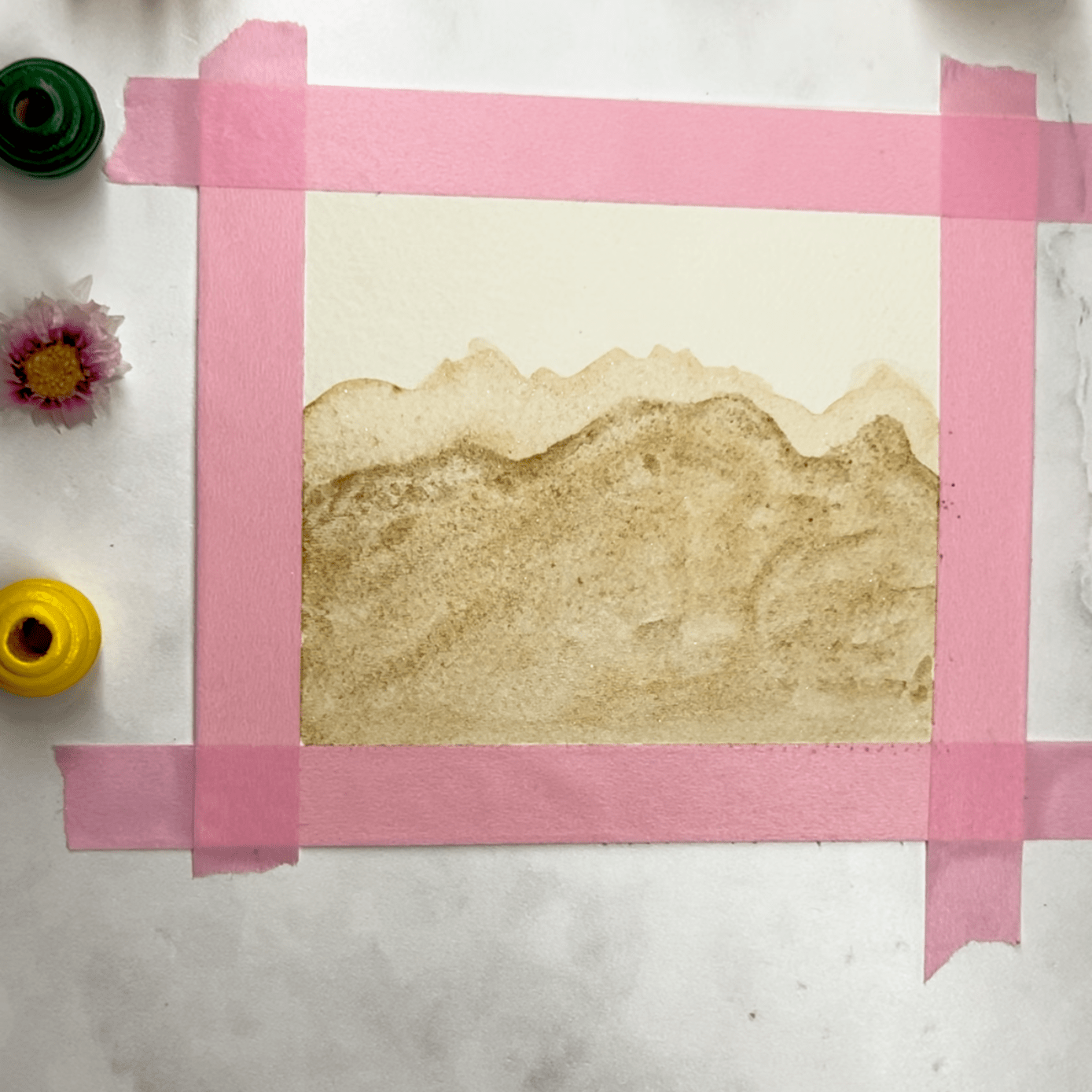 Step 2: Add the next mountain range in a slightly darker shade