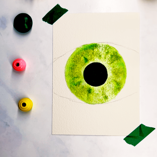 Step 5: Add watercolors to the wet iris